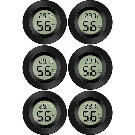Mini Digital LCD Thermomètre Hygromètre Température Humidité -5070℃ 10%99% RH Thermomètre Portable Thermo Hygromètre Indicateur pour Bureau Cuisine Humidors Incubateurs Reptiles (6 PCS - B) (1/5)