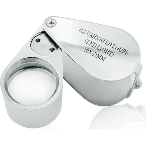 20-fache Juwelierlupe – 1 Stück – Metall – LED und UV – Schmuck und Uhren – 21 mm (1/5)