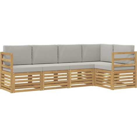 vidaXL Ensemble de canapés d'extérieur 5 pc Blanc et gris clair