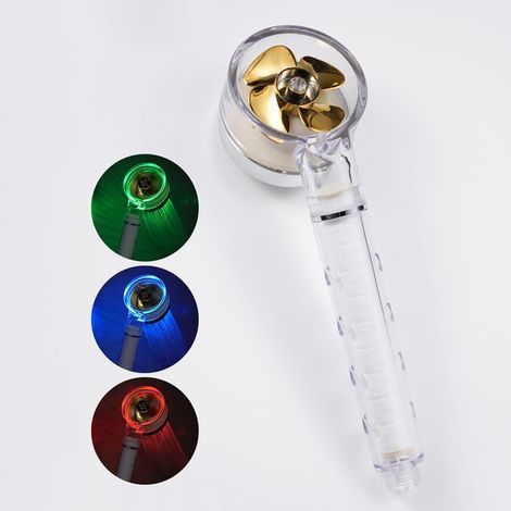 3-farbiger LED-Duschkopf mit Farbwechsel, wassersparender Anti-Kalk-Duschkopf, Hochdruck-Propeller-Duschkopf, Hochdruck-Duschkopf (1/5)