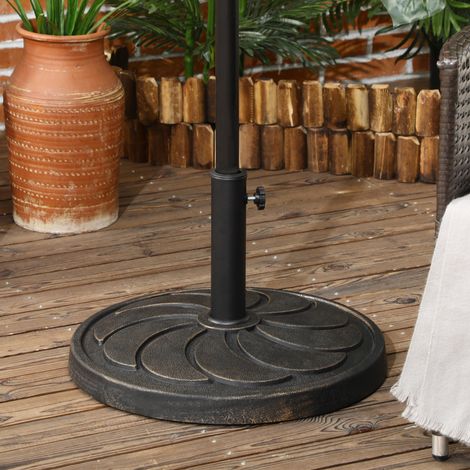 Base de parasol 18 kg pour poteau parasol Ø38/48 mm,base ronde de parasol de jardin en résine en bronze