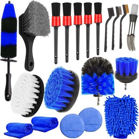 20 Kit Nettoyage Voiture avec Brosse Jante Voiture,Brosse Perceuse,Gant Microfibre Chiffon Microfibre Voiture,Brosse Métallique Nettoyage Voiture Interieur,Pad Polissage,Brosse Store Venitien (1/5)