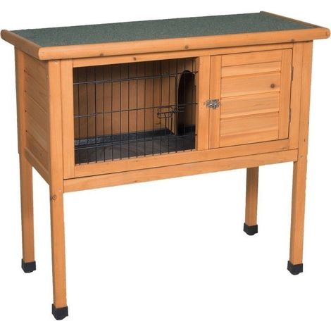 Casa de Madera para Conejos 91x45x70cm Conejera con Techo Impermeable Abatible y Puertas Independientes para Nido y Parque