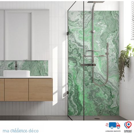Panneau de douche : Marbre de Malesco - Couleur Vert émeraude - Alu composite - 90 - 245 (1/3)