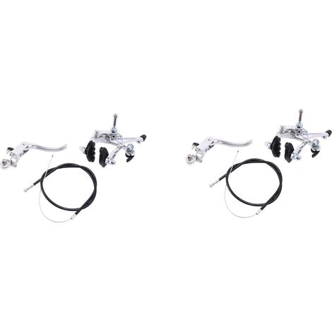 2X de Freins de Croiseur de VÉLo de Route Fixie Ensemble de Frein de VÉLo Ensemble de Frein À ÉTirer de VÉLo PoussÉE LatÉRal pour la Plupart des VÉLos Fixie Argent