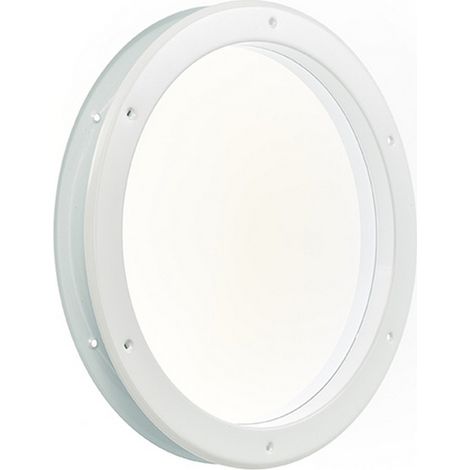 Mottez – Hublot de porte métal rond blanc Ø38,5cm – Verre trempé 4mm – Compatible portes 40mm – Installation facile pour espaces intérieurs