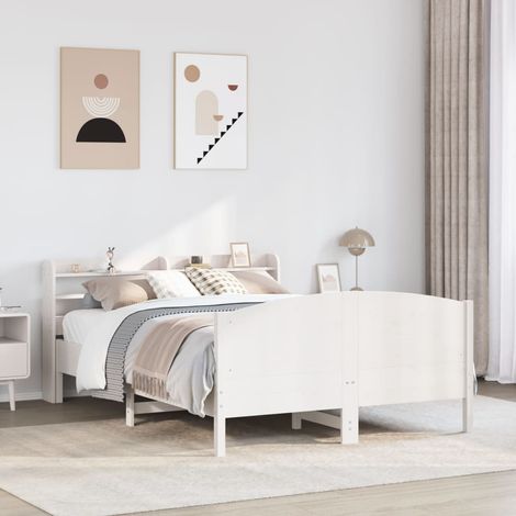 Estructura de cama sin colchón madera de pino blanca 140x190 cm vidaXL (1/5)