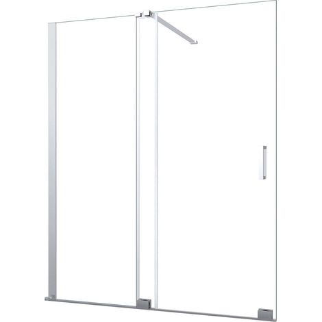 8 mm Duschtrennwand mit Schiebetür, umkehrbar, Höhe 200 Cm.130 einstellbar 126-130 cm