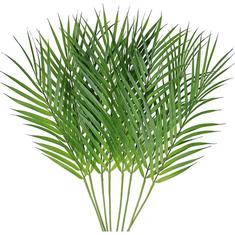 Feuilles De Palmier Artificielles - 8 Pièces - 71 Cm De Hauteur - Tige Métallique Flexible - Résistantes Aux UV - Pour Décoration Intérieure Et Extérieure (1/5)