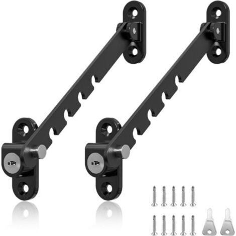 Diverse Fenster- und Rollladenzubehörteile, zweiteiliger Fensterstopper, Fensterstopper aus Edelstahl, 5-fach verstellbarer Fensterstopper, schwarzer Fensterstopper, zur Winkeleinstellung (1/5)