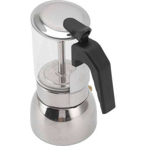 Cafetière italienne classique portable en verre et acier inoxydable résistant à la chaleur, 200 ml, idéale pour la maison et les cafés. (1/5)