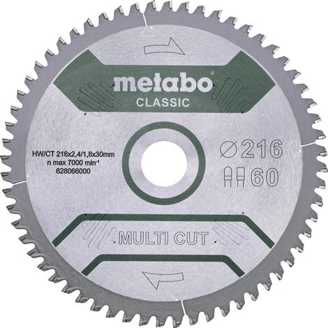 Metabo Sägeblatt "multi cut cut - classic", 254x2,6/1,8x30 Z60 FZ/TZ 5°neg /B