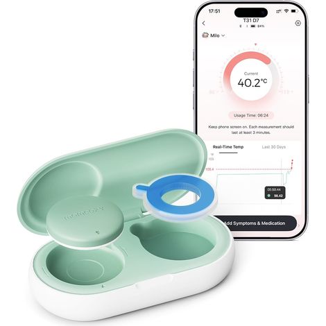 Thermomètre Numérique Bébé, Vert  Portable, Lectures Instantanées, Suivi Temps Réel, Nourrissons, Enfants, Voyage (1/5)