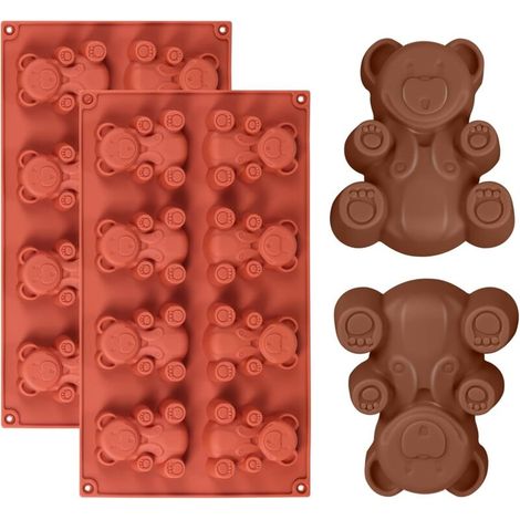 Antihaft-Silikonform mit 8 Mulden für Muffins, Schokoladenkuchen, Seifen, Cupcakes und Gelees – Bärenform (1/4)