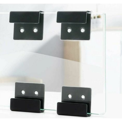 Lot de 6 crochets muraux robustes en acier inoxydable pour carrelage, support de fixation en métal, support d'angle en U pour salle de bain, cuisine, garage (noir), 35 x 40 x 15 mm (1/2)
