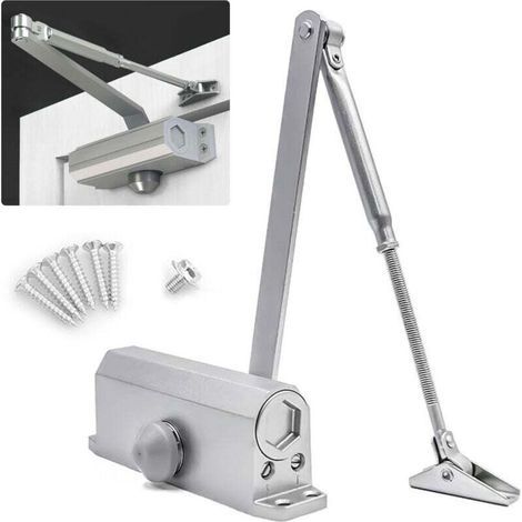 Ferme-porte Hydraulique Automatique avec Dispositif D'arrêt,, Ferme Porte à Ressort Réglable, Tampon Fermé usage Commercial et Résidentiel Porte de 45-85 kg (1/5)