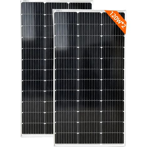 Pannello solare ad alta efficienza, resistente alle intemperie, 120W (2 pezzi) (1/2)