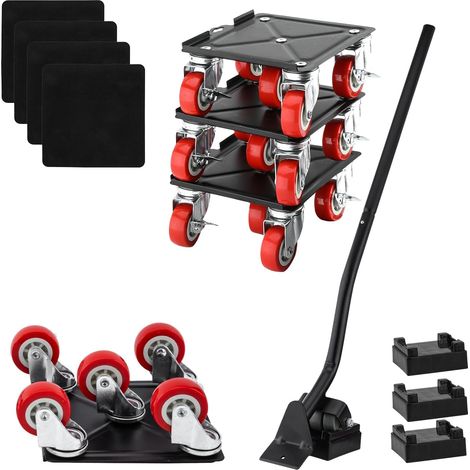 Lot de 5 roulettes de transport pour meubles en acier - Pivotantes à 360 ° - Pour déplacer les meubles sans effort - Charge maximale : 1500 kg (carré) (1/5)