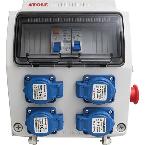 Atole – Coffret de chantier monophasé 4 prises NF 2P+T – 16A – 250V – 9 modules pour chantiers humides et outils électriques