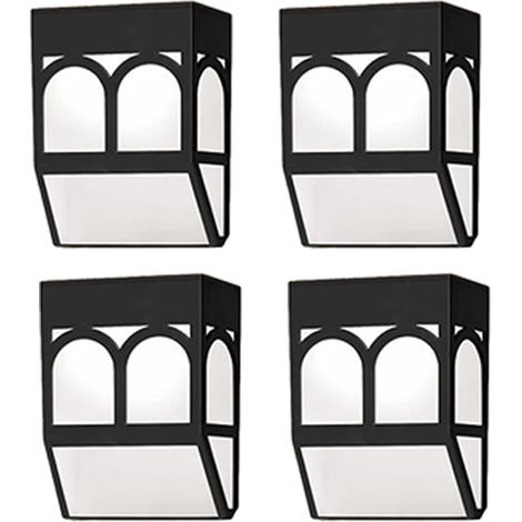 Lampe solaire d'extérieur, 4 pièces, lumière de clôture solaire à LED, applique murale solaire-lumière blanche (1/5)