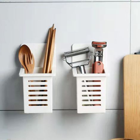 Porte-baguettes mural multifonctionnel, boîte de rangement pour salle de bain, étagère de rangement sans perçage (1/5)