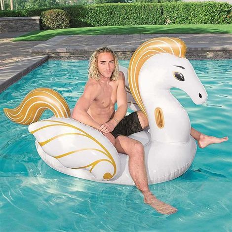 TRADE SHOP - Cavallo Fashion Pegaso Cavalcabile Gigante 231 X 150 Cm Unicorno Bianco - (1/4)