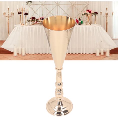 Accessoires de mariage de style européen, vase en fer forgé, décoration de vase pour la table principale, ornement de support à fleurs en cristal pour la table de signature, φ12h42cm (1/5)