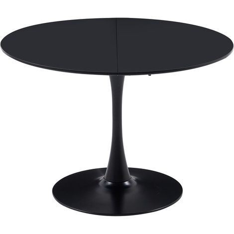 Wokaka Table à Manger Ronde Moderne - 4 à 6 Personnes- Scandinave - MDF -110 cm - Noir