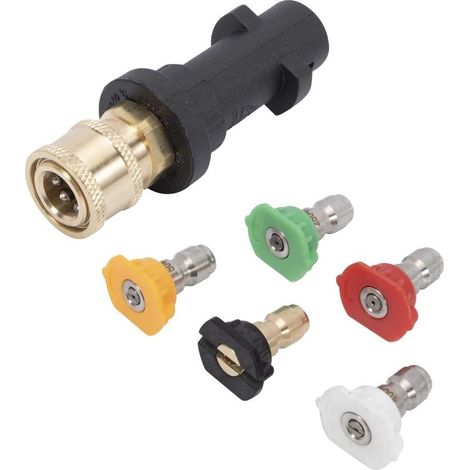 Adaptateur de nettoyeur haute pression 6,35 mm Raccord femelle à connexion rapide pour Karcher K2 K3 K4 K5 K6 K7 avec 5 embouts de buse d'alimentation à plusieurs degrés (1/5)