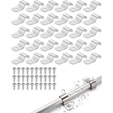 50 Pièces Collier de Serrage Inox 5mm pour Câble Tuyau Tube + 50 Vis, Attache Fixation en U Métal, Anti-Corrosion, Support Robuste Mur Extérieur (1/5)