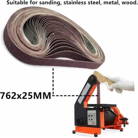 Bande abrasive - Non spécifié - 25x762 mm - 30 bandes - 5 types de grains - Ponceuses à bande (1/3)