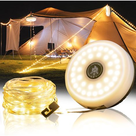Guirlande de camping quatre en un avec huit modes d éclairage trente deux pieds rechargeable étanche (1/5)
