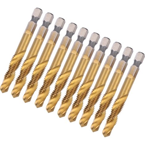 Kit de 10 tarauds M8 HSS en acier rapide, forets de 6,8 mm à queue hexagonale. (1/5)