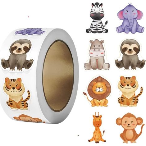 500 Pièces Gommettes Autocollants Animaux, Autocollant Enfant, Utilisés pour Cadeaux, Étiquettes Scellantes, Décorations de Fête (1/5)