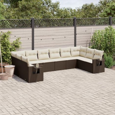 VidaXL - Salon de jardin résine tressée 5 places marron avec coussins extérieur (1/3)