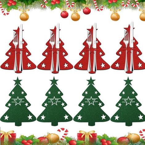 Weihnachtsbaum-Besteckabdeckungen, 8-teilig, Dekoration (1/2)