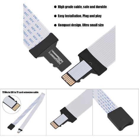 Câble d'extension Micro SD vers TF avec boîtier de protection, rallonge de 60 cm pour carte mémoire (1/5)