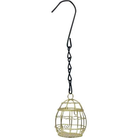 Mangeoire à boules de graisse de 7 cm (2,8 pouces), mangeoire suspendue en métal pour extérieur, mini mangeoire d'extérieur, support en fer pour boules de graisse avec crochets pour jardin, cour, terr (1/5)