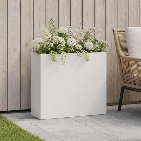vidaXL Macetero de Jardín Blanco 50 x 20 x 40 cm (1/5)