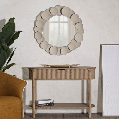 Consola Faliha, 2 Estantes, Estilo Envejecido con 1 Cajón, Estructura Metálica, 110x40x80h cm, Marrón Cerezo (1/5)