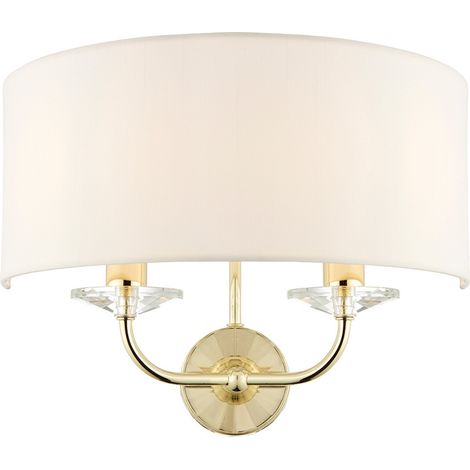 Applique double demi-lune nickel, abat-jour E14 Endon (1/2)
