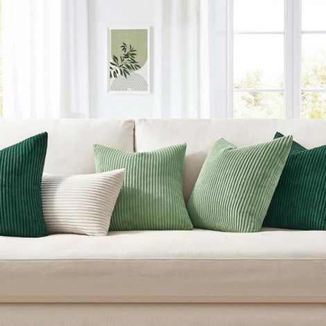 Housse de Coussin 30 x 60 Vert Anis en Velours Ctelé Respirant Housse Douce pour 60 x 30 cm (Lot de 2) Ver PROTECTION DES COUTEAUX (1/5)