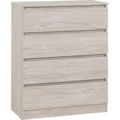 Malvern 4 Drawer Chest - L40 x W80 x H100 cm - Urban Snow (1/5)