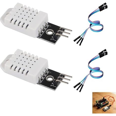 Lot de 2 Capteurs pour DHT22 AM2302 Température et Humidité avec Câble, Module Compatible et Pi, Capteur Numérique 3.3V 5V, Idéal Station Météo, Domotique