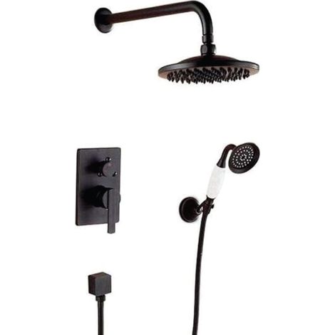 Conjunto de ducha empotrada monomando a pared FLORINA negra  20 cm x 20 cm Negro