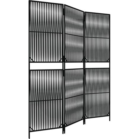 Biombo de 3 paneles ratán sintético negro vidaXL