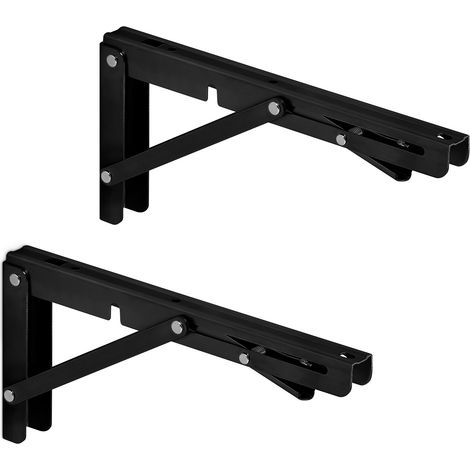 1 Paar Schwerlast-Klappkonsolen (250 x 120 mm, schwarz, Tragkraft bis 150 kg) (1/5)