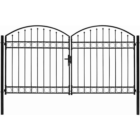vidaXL Puerta de valla ASSEN de doble puerta con arco superior de acero 300x175 cm (1/2)