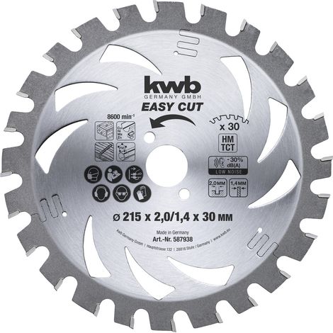 KWB EASY CUT Dünnschnitt-Kreissägeblatt, hartmetallbestückt, ø 215 x 30 mm - 587938 (1/3)