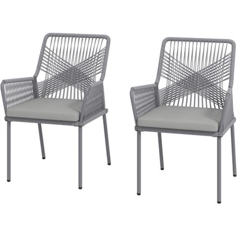 Deux chaises de jardin rotin accoudoirs amovibles coussins résistants aux intempéries (1/4)
